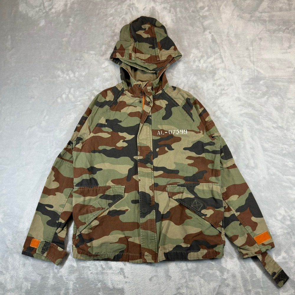 American Living Jacket Mens L Green Camo Hooded Field Utility AL-07399 Canvas